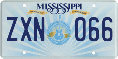 MS license plate ZXN066