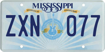 MS license plate ZXN077