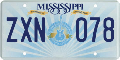 MS license plate ZXN078