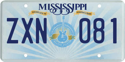 MS license plate ZXN081
