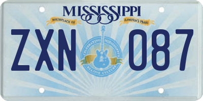 MS license plate ZXN087