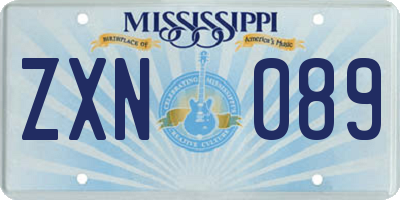 MS license plate ZXN089