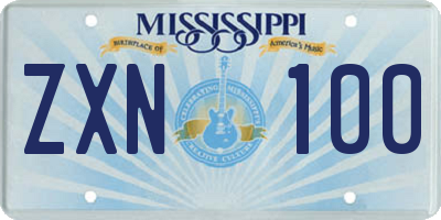 MS license plate ZXN100