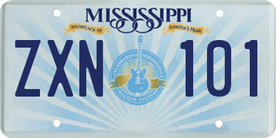MS license plate ZXN101