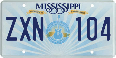 MS license plate ZXN104