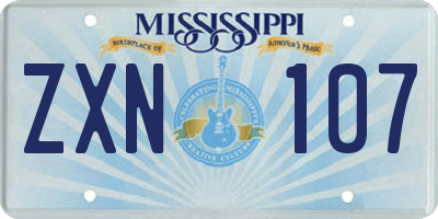 MS license plate ZXN107