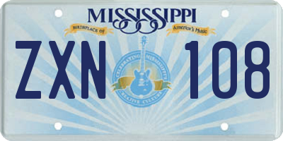 MS license plate ZXN108