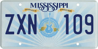 MS license plate ZXN109
