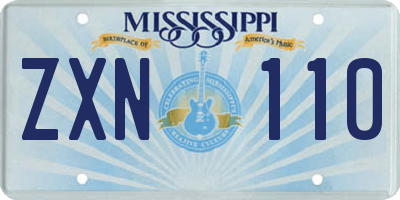 MS license plate ZXN110