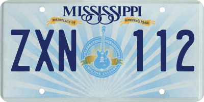 MS license plate ZXN112