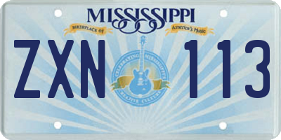 MS license plate ZXN113