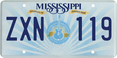 MS license plate ZXN119