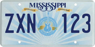 MS license plate ZXN123
