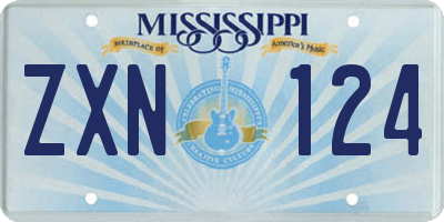 MS license plate ZXN124