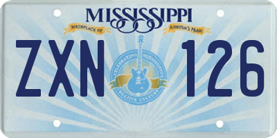 MS license plate ZXN126