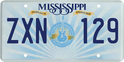 MS license plate ZXN129