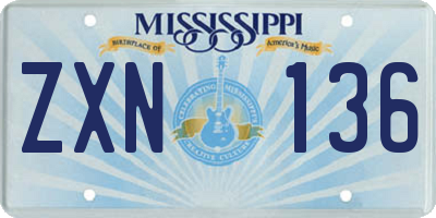 MS license plate ZXN136