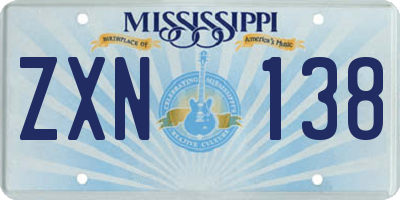 MS license plate ZXN138