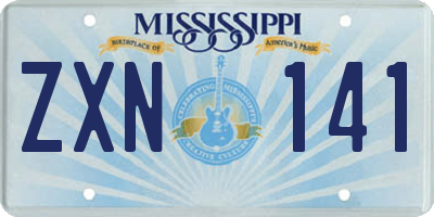 MS license plate ZXN141