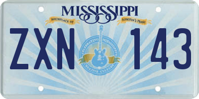 MS license plate ZXN143