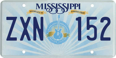 MS license plate ZXN152