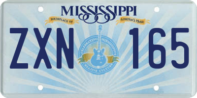 MS license plate ZXN165