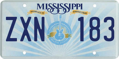 MS license plate ZXN183
