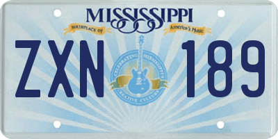 MS license plate ZXN189