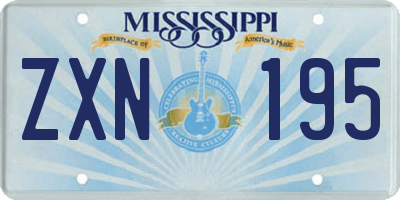 MS license plate ZXN195