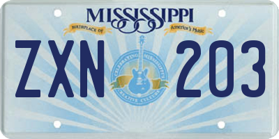 MS license plate ZXN203