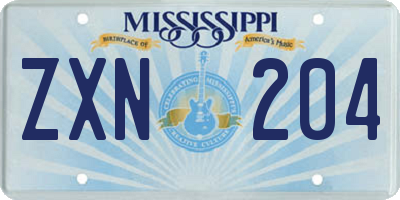 MS license plate ZXN204