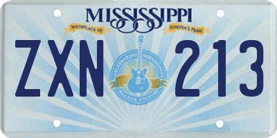 MS license plate ZXN213