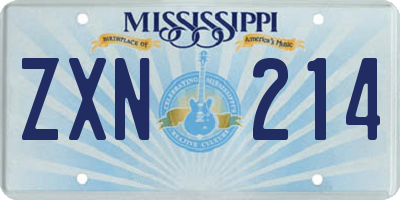 MS license plate ZXN214