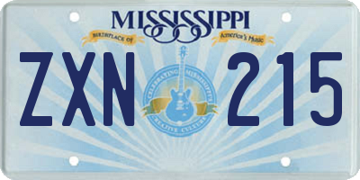 MS license plate ZXN215