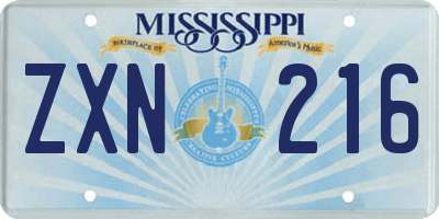 MS license plate ZXN216