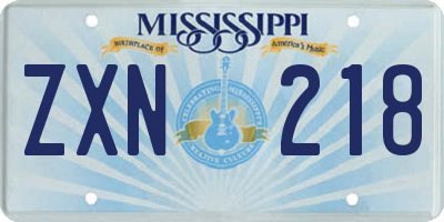 MS license plate ZXN218