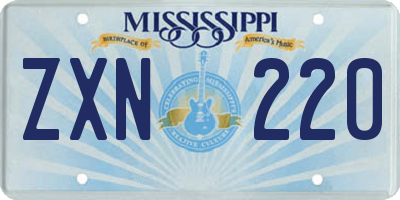 MS license plate ZXN220