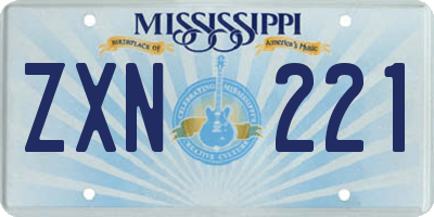 MS license plate ZXN221