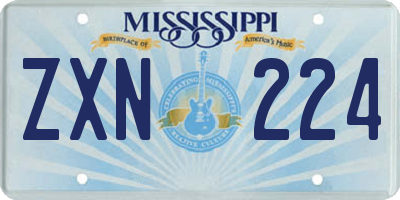 MS license plate ZXN224