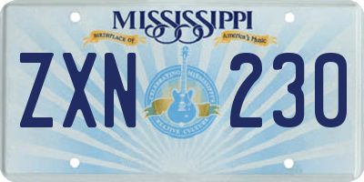 MS license plate ZXN230