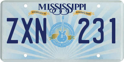 MS license plate ZXN231
