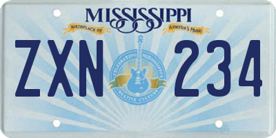 MS license plate ZXN234