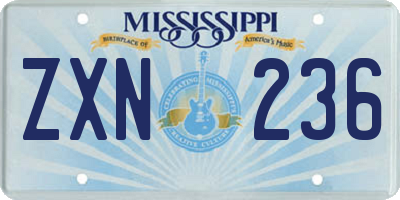 MS license plate ZXN236