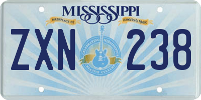 MS license plate ZXN238
