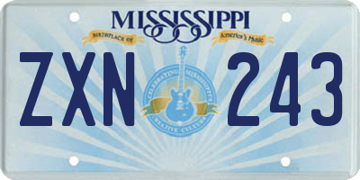 MS license plate ZXN243