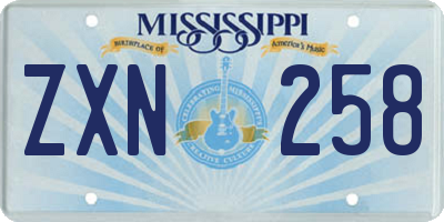 MS license plate ZXN258