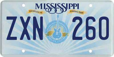 MS license plate ZXN260