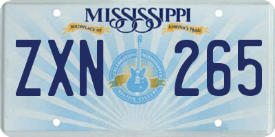 MS license plate ZXN265