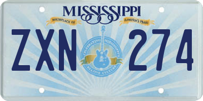 MS license plate ZXN274