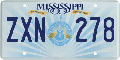 MS license plate ZXN278